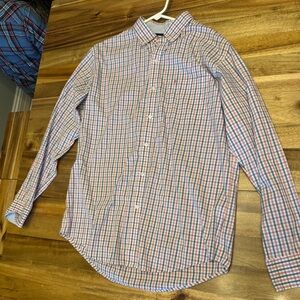 Izod Men's Blue and Red Checkered Shirt size M